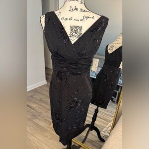 Evan Picone petite Black Floral Midi Dress